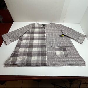 Ali Miles Graphite Grey Gray White Abstract Geometric‎ Womens 2X Top Jacket NEW